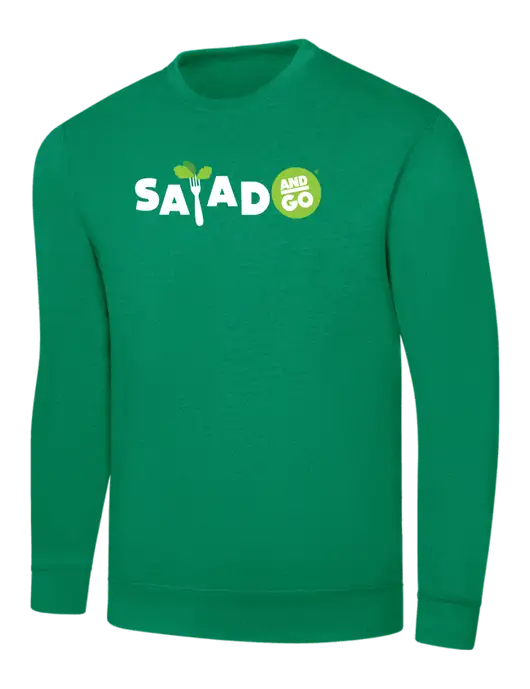 Kelly Green 7.8 oz Ring Spun Crew Sweatshirt w/Salad And Go Logo