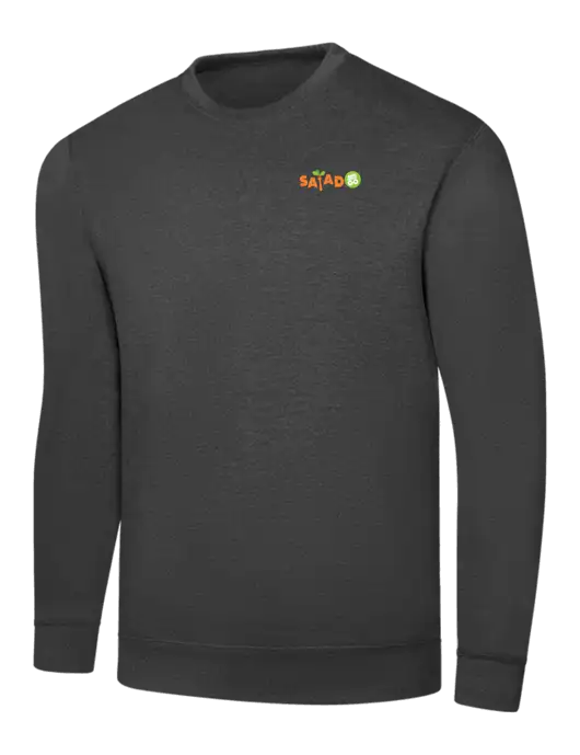 Dark Heather Grey 7.8 oz Ring Spun Crew Sweatshirt w/Salad And Go Logo