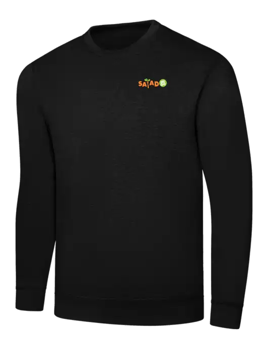Black 7.8 oz Ring Spun Crew Sweatshirt w/Salad And Go Logo