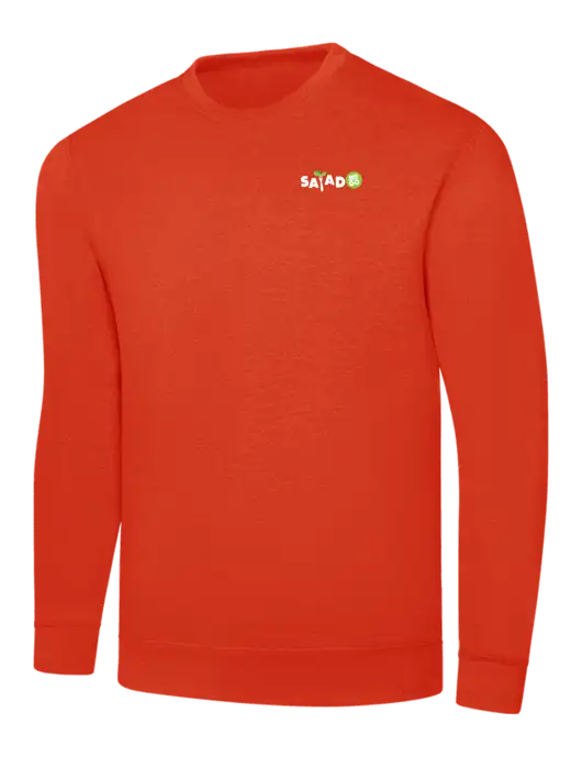 Orange 7.8 oz Ring Spun Crew Sweatshirt w/Salad And Go Logo