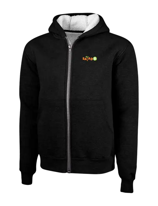 Cornerstone Black Heavyweight Sherpa Lined Hooded Fleece Jacket w/Salad And Go Logo