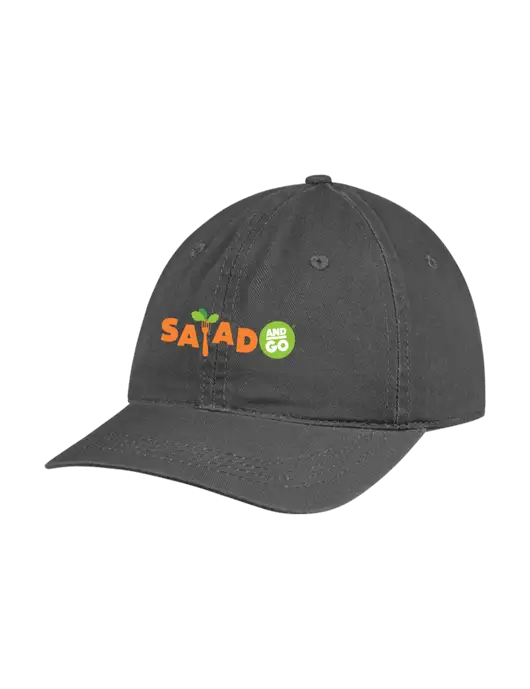 Garment Washed Unstructured Twill Charcoal Cap w/Salad And Go Logo