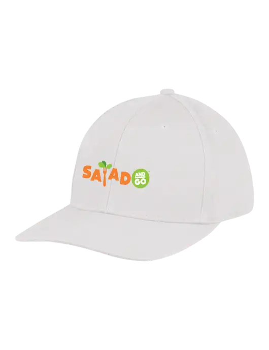 Premium Modern Structured Twill White Snapback Cap w/Salad And Go Logo
