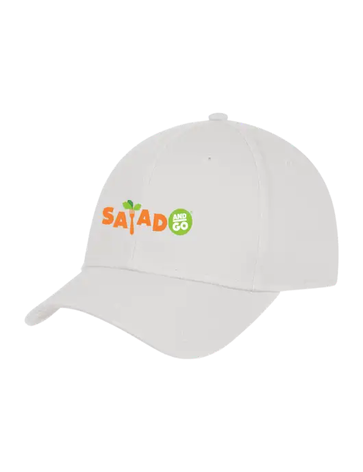 White Structured Cap Hook & Loop w/Salad And Go Logo