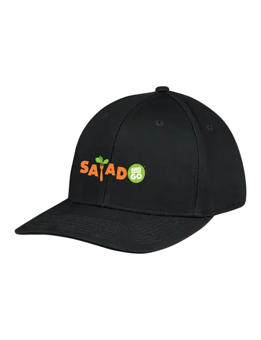 Premium Modern Structured Twill Black Snapback Cap w/Salad And Go Logo