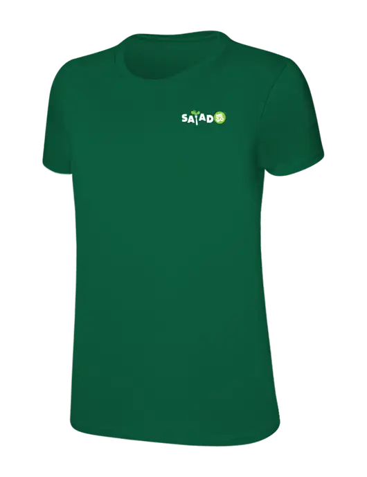 Womens Ring Spun Kelly Green 4.5 oz T-Shirt w/Salad And Go Logo
