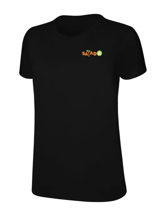 Womens Ring Spun Jet Black 4.5 oz T-Shirt w/Salad And Go Logo