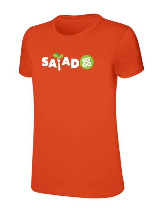 Womens Ring Spun Orange 4.5 oz T-Shirt w/Salad And Go Logo