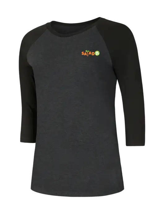 Womens Simply Soft 3/4 Sleeve Black/Black Frost Ring Spun Cotton T-Shirt w/Salad And Go Logo