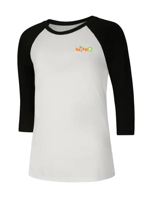 Womens Simply Soft 3/4 Sleeve Black/White Ring Spun Cotton T-Shirt w/Salad And Go Logo
