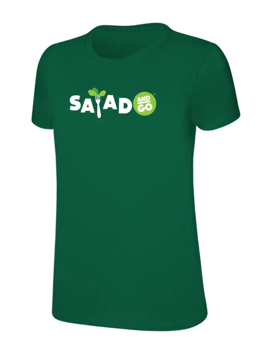 Womens Ring Spun Kelly Green 4.5 oz T-Shirt w/Salad And Go Logo