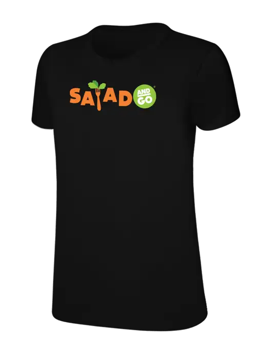 Womens Ring Spun Jet Black 4.5 oz T-Shirt w/Salad And Go Logo