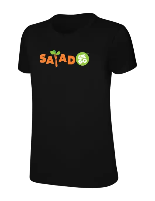 Womens Ring Spun Jet Black 4.5 oz T-Shirt w/Salad And Go Logo
