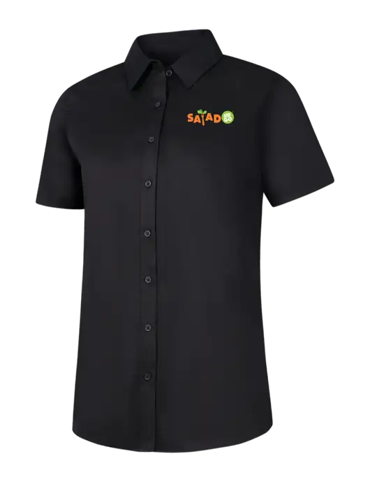 Womens Black Short Sleeve Superpro React Twill Shirt w/Salad And Go Logo
