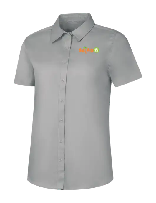 Womens Light Grey Short Sleeve Superpro React Twill Shirt w/Salad And Go Logo