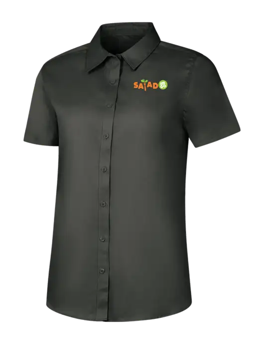 Womens Dark Grey Short Sleeve Superpro React Twill Shirt w/Salad And Go Logo
