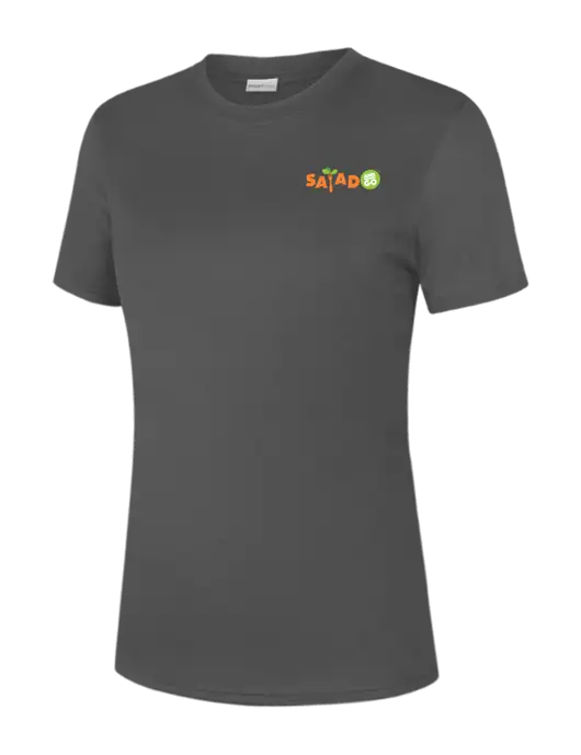  Womens Dark Grey PosiCharge Competitor Tee w/Salad And Go Logo