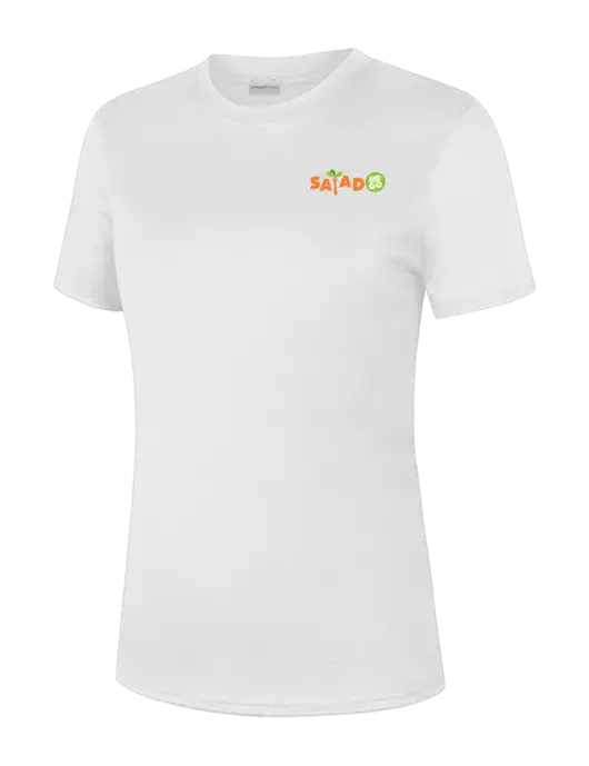  Womens White PosiCharge Competitor Tee w/Salad And Go Logo