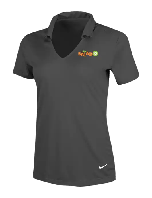 NIKE Dark Grey Womens Dri-Fit Vertical Mesh Polo w/Salad And Go Logo