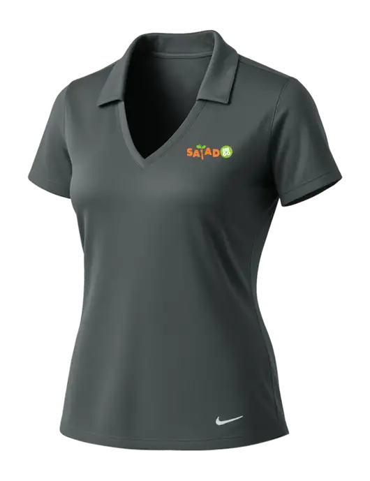 NIKE Dark Grey Womens Dri-Fit Vertical Mesh Polo w/Salad And Go Logo