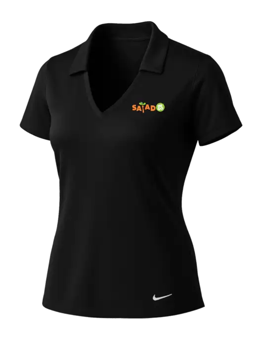 NIKE Black Womens Dri-Fit Vertical Mesh Polo w/Salad And Go Logo