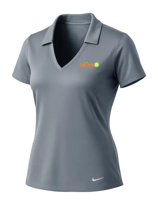 NIKE Medium Grey Womens Dri-Fit Vertical Mesh Polo w/Salad And Go Logo