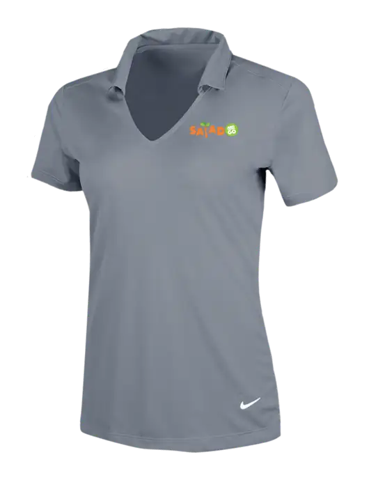 NIKE Medium Grey Womens Dri-Fit Vertical Mesh Polo w/Salad And Go Logo