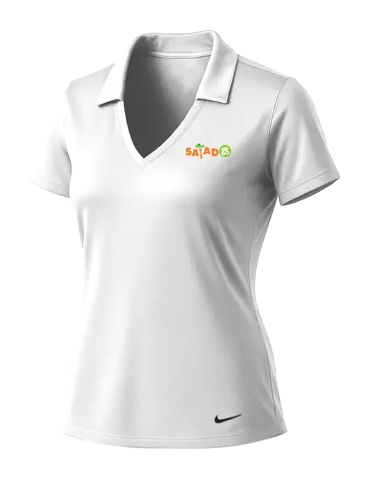 NIKE White Womens Dri-Fit Vertical Mesh Polo w/Salad And Go Logo