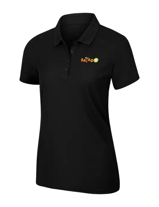 Womens Black Core Classic Pique Polo w/Salad And Go Logo