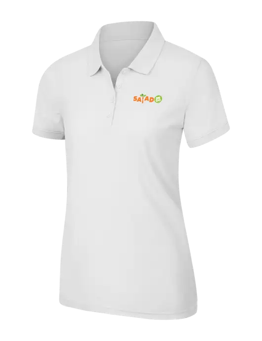 White Womens Core Classic Pique Polo w/Salad And Go Logo