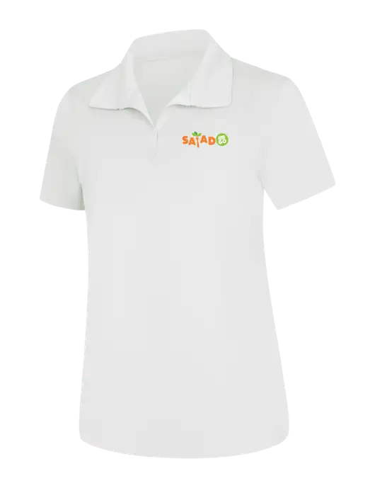 Womens White Micropique Sport-Wick Polo w/Salad And Go Logo