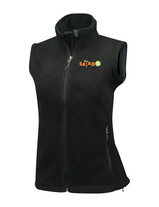 Womens Black Fleece Vest w/Salad And Go Logo