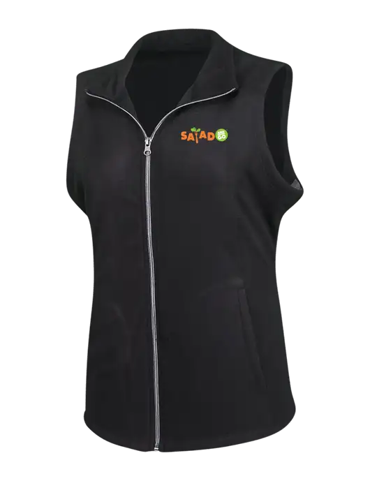 Black Womens Microfleece Vest w/Salad And Go Logo