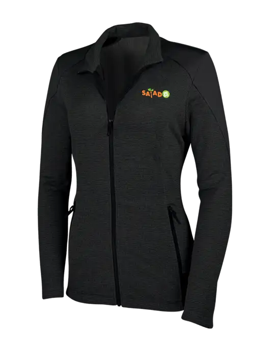 Womens Black Grid Fleece Jacket w/Salad And Go Logo