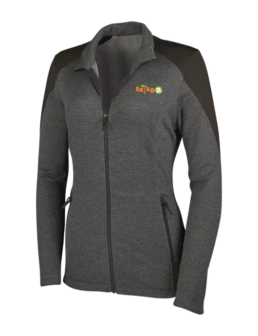 Medium Grey Heather Womens Grid Fleece Jacket w/Salad And Go Logo