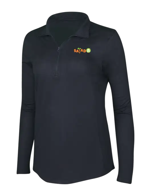 Black Triad Solid Womens Posicharge Tri-Blend Wicking 1/4 Zip Pullover w/Salad And Go Logo