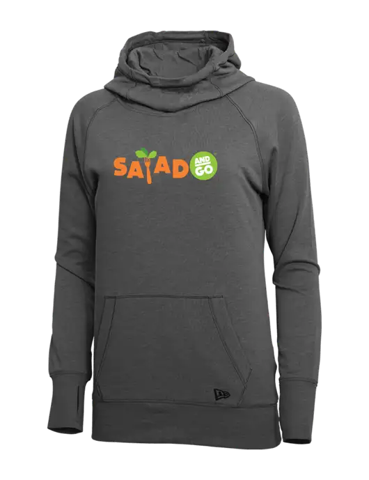 New Era Black Heather Womens Tri-Blend Fleece Pullover Hoodie w/Salad And Go Logo