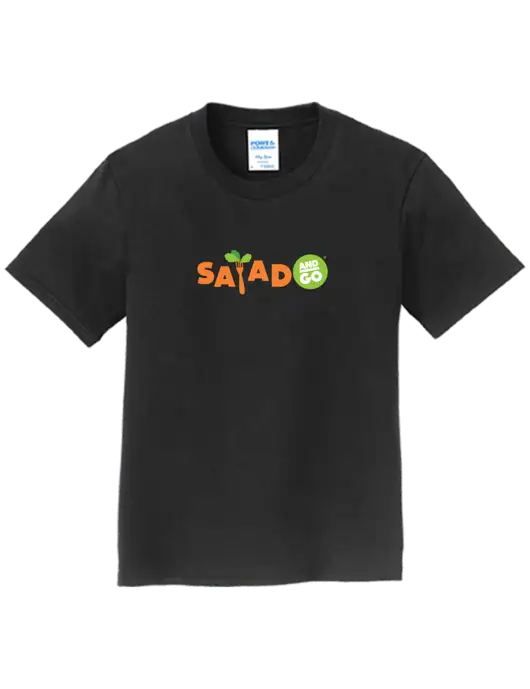 Youth Ring Spun Jet Black 4.5 oz T-Shirt w/Salad And Go Logo