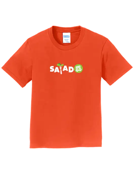 Youth Ring Spun Orange 4.5 oz T-Shirt w/Salad And Go Logo