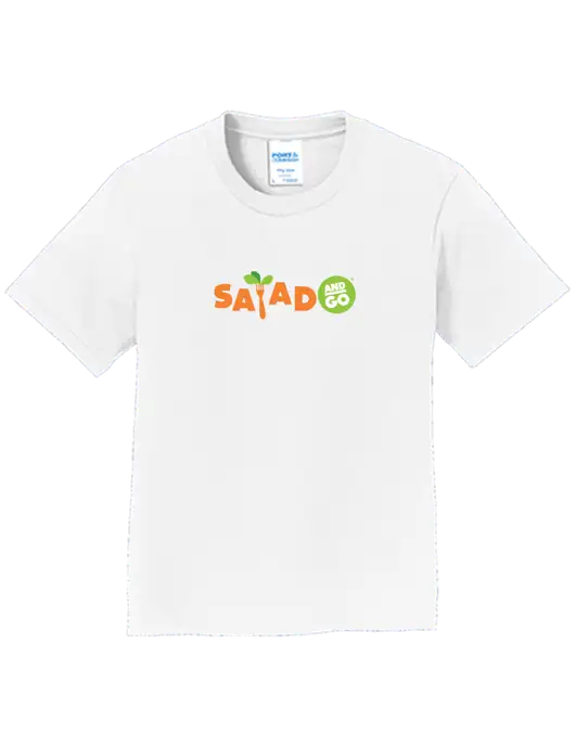 Youth Ring Spun White 4.5 oz T-Shirt w/Salad And Go Logo