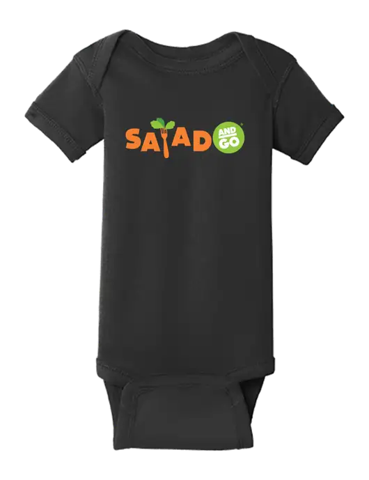 Rabbit Skins Black Infant Short Sleeve Baby Rib Bodysuit w/Salad And Go Logo