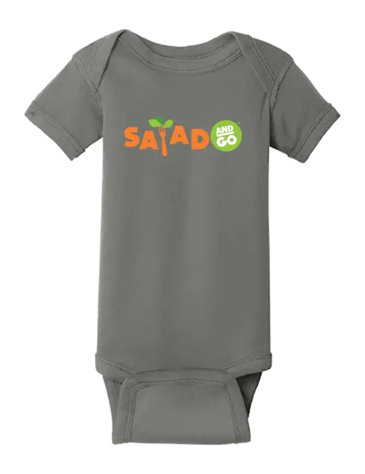 Rabbit Skins Charcoal Infant Short Sleeve Baby Rib Bodysuit w/Salad And Go Logo