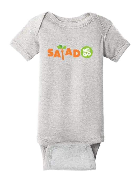 Rabbit Skins Light Grey Heather Infant Short Sleeve Baby Rib Bodysuit w/Salad And Go Logo