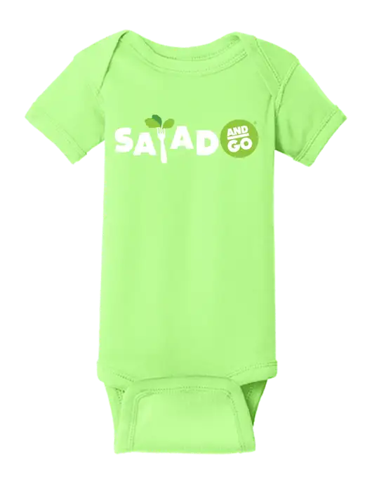 Rabbit Skins Neon Green Infant Short Sleeve Baby Rib Bodysuit w/Salad And Go Logo