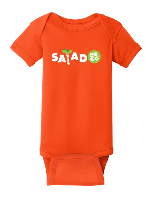 Rabbit Skins Orange Infant Short Sleeve Baby Rib Bodysuit w/Salad And Go Logo