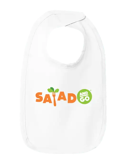 Rabbit Skins White Infant Premium Jersey Bib w/Salad And Go Logo
