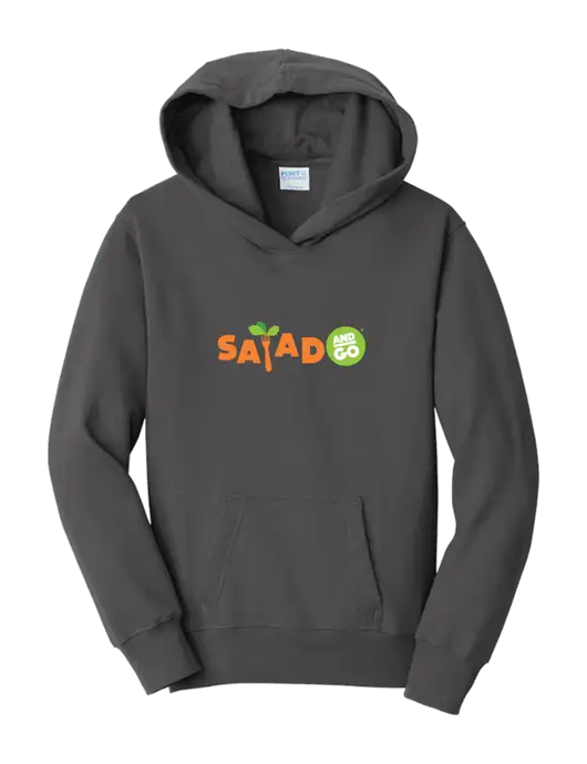 Youth Charcoal 7.8 oz, 50/50 Cotton/Poly Pullover Hooded Sweatshirt w/Salad And Go Logo