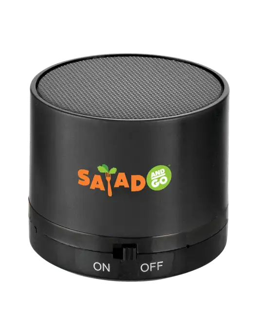 Black Cylinder Bluetooth Speaker w/Salad And Go Logo