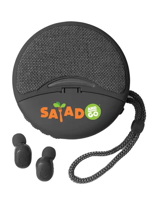 Duo Black Wireless Earbuds & Speaker w/Salad And Go Logo