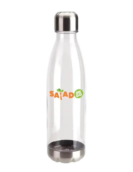 Bayside Tritan Clear 25 oz Bottle with Stainless Base and Cap w/Salad And Go Logo